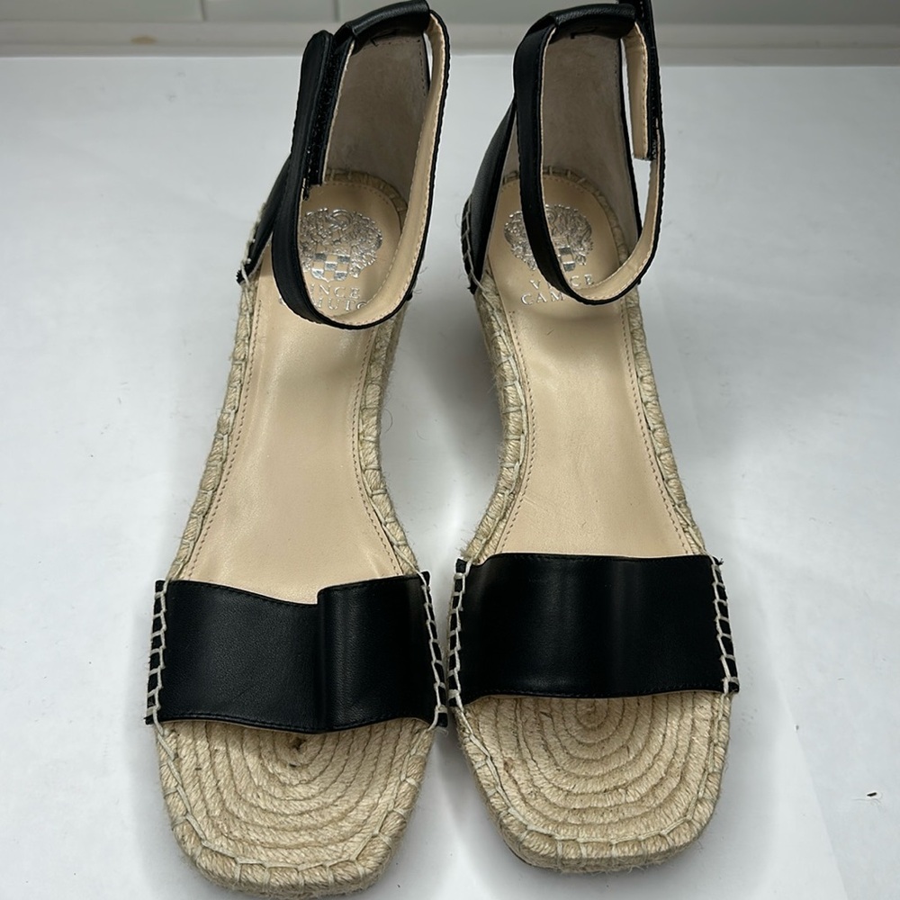 NWOT Vince Camuto Jesla Leather Espadrille Wedge Sandal